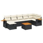 Casa si Gradina - Gradina si terasa - Mobilier exterior - Seturi mobila gradina - Set mobilier de gradina cu perne, 8 piese, negru, poliratan - Infinity.ro