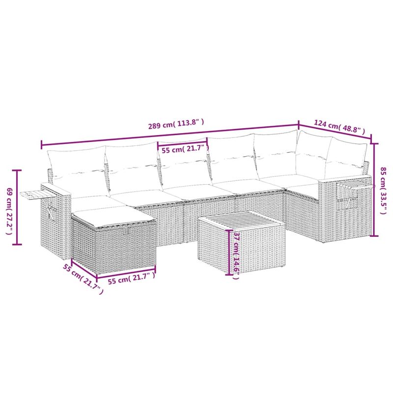 Casa si Gradina - Gradina si terasa - Mobilier exterior - Seturi mobila gradina - Set mobilier de gradina cu perne, 8 piese, negru, poliratan - Infinity.ro