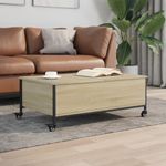 Casa si Gradina - Mobilier - Mese si birouri - Masute de cafea - Masuta cafea cu roti stejar sonoma 91x55x34 cm lemn prelucrat - Infinity.ro