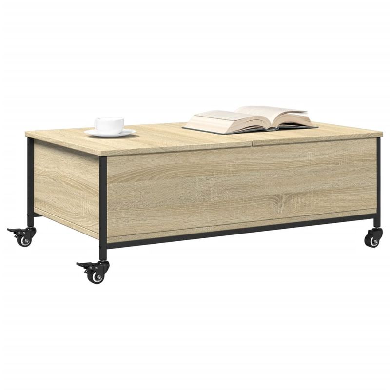 Casa si Gradina - Mobilier - Mese si birouri - Masute de cafea - Masuta cafea cu roti stejar sonoma 91x55x34 cm lemn prelucrat - Infinity.ro