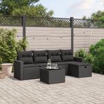 Casa si Gradina - Gradina si terasa - Mobilier exterior - Seturi mobila gradina - Set mobilier de gradina cu perne, 6 piese, negru, poliratan - Infinity.ro