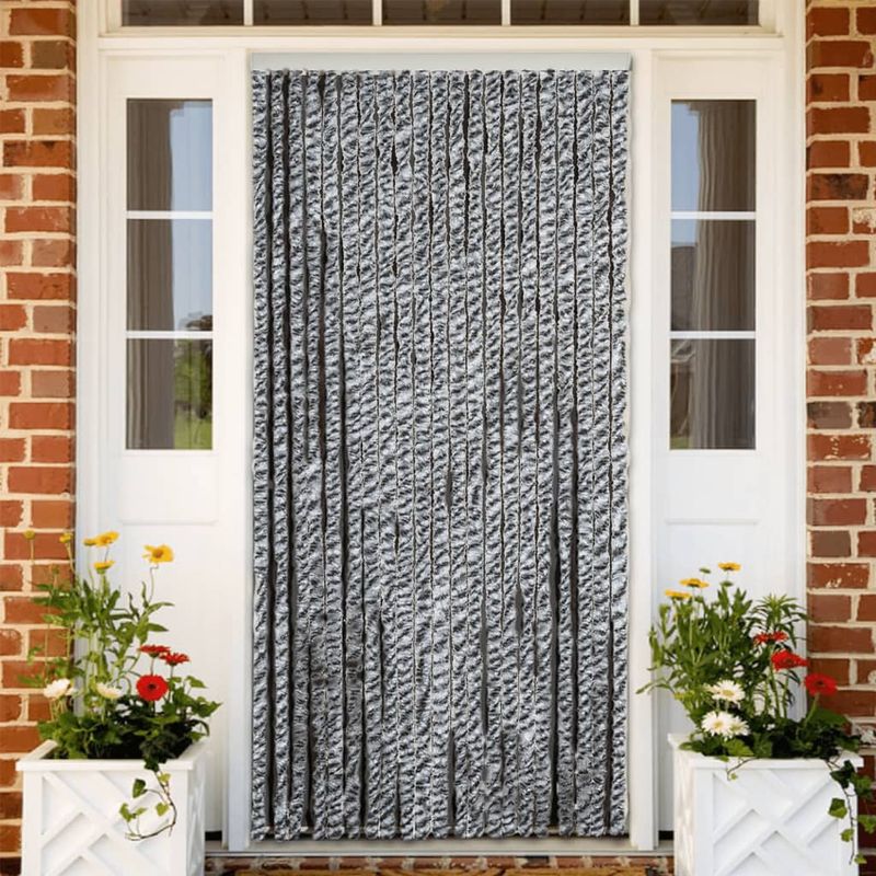 Casa si Gradina - Textile si covoare - Perdele si draperii - Perdele - Perdele pentru insecte, gri si alb-negru, 100x220 cm, chenille - Infinity.ro