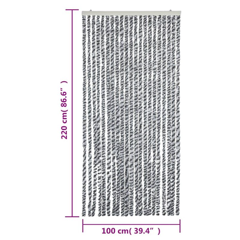 Casa si Gradina - Textile si covoare - Perdele si draperii - Perdele - Perdele pentru insecte, gri si alb-negru, 100x220 cm, chenille - Infinity.ro