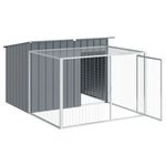 Petshop - Accesorii petshop - Culcusuri si custi - Custi interior si exterior - Cusca de caini cu tarc, antracit 153x194x110 cm otel galvanizat - Infinity.ro