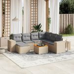 Casa si Gradina - Gradina si terasa - Mobilier exterior - Seturi mobila gradina - Set canapele de gradina, 8 piese, cu perne, bej, poliratan - Infinity.ro