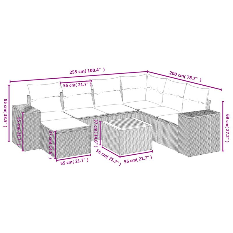 Casa si Gradina - Gradina si terasa - Mobilier exterior - Seturi mobila gradina - Set canapele de gradina, 8 piese, cu perne, bej, poliratan - Infinity.ro