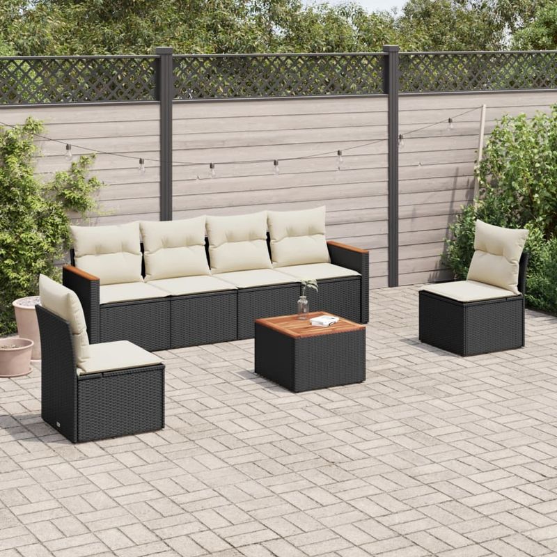 Casa si Gradina - Gradina si terasa - Mobilier exterior - Seturi mobila gradina - Set canapele de gradina cu perne, 7 piese, negru, poliratan - Infinity.ro