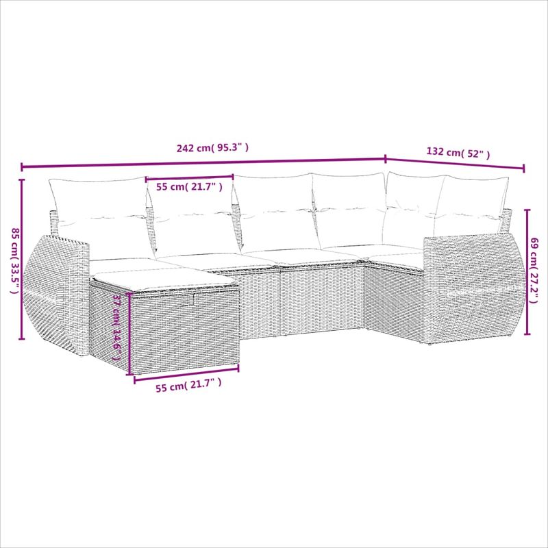 Casa si Gradina - Gradina si terasa - Mobilier exterior - Seturi mobila gradina - Set canapele de gradina, 6 piese, cu perne, bej, poliratan - Infinity.ro