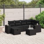Casa si Gradina - Gradina si terasa - Mobilier exterior - Seturi mobila gradina - Set canapele de gradina cu perne, 7 piese, negru, poliratan - Infinity.ro