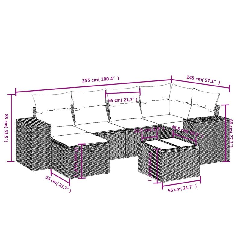 Casa si Gradina - Gradina si terasa - Mobilier exterior - Seturi mobila gradina - Set canapele de gradina cu perne, 7 piese, negru, poliratan - Infinity.ro