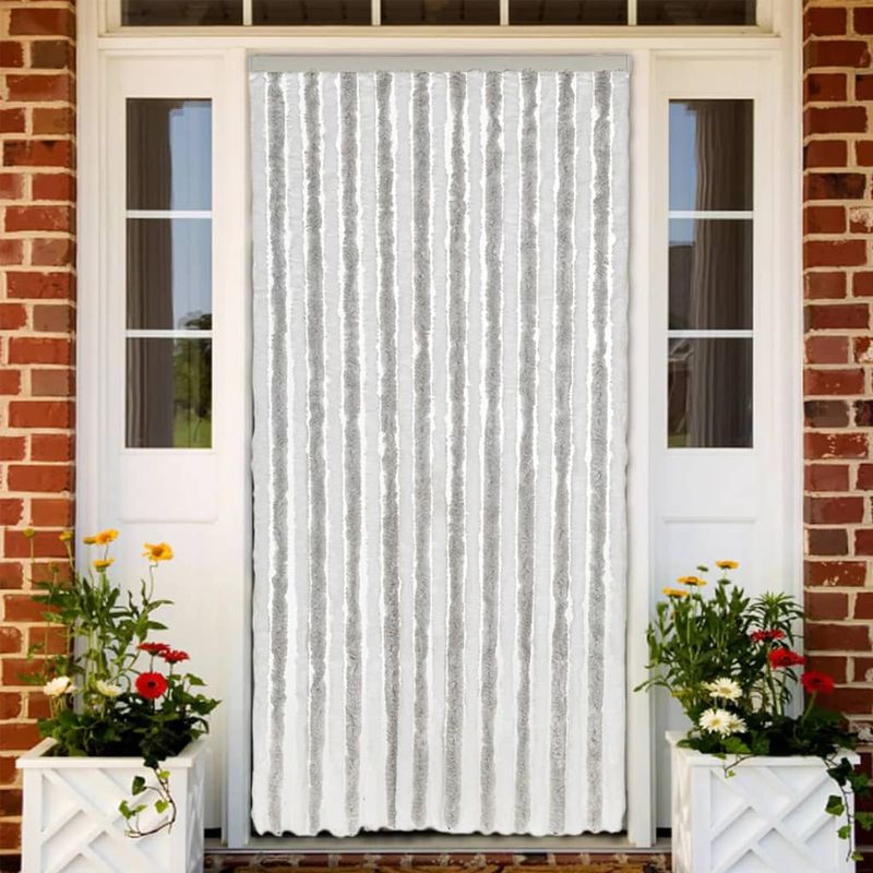 Casa si Gradina - Textile si covoare - Perdele si draperii - Perdele - Perdea pentru insecte, gri deschis si alb, 100x220 cm, chenille - Infinity.ro