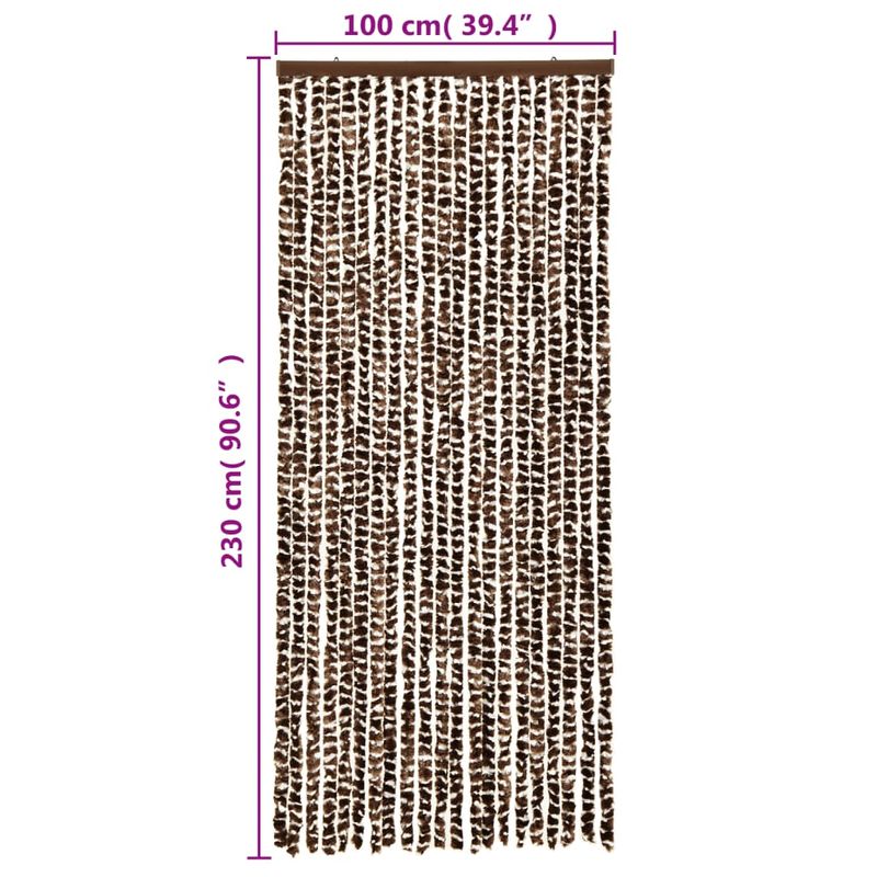 Casa si Gradina - Textile si covoare - Perdele si draperii - Perdele - Perdea pentru insecte, maro si alb, 100x230 cm, chenille - Infinity.ro
