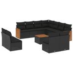 Casa si Gradina - Gradina si terasa - Mobilier exterior - Seturi mobila gradina - Set canapele de gradina, 12 piese, cu perne, negru, poliratan - Infinity.ro