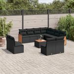 Casa si Gradina - Gradina si terasa - Mobilier exterior - Seturi mobila gradina - Set canapele de gradina, 12 piese, cu perne, negru, poliratan - Infinity.ro