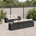 Casa si Gradina - Gradina si terasa - Mobilier exterior - Canapele si fotolii gradina - Set mobilier de gradina cu perne, 8 piese, negru, poliratan - Infinity.ro