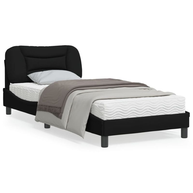 Casa si Gradina - Mobilier - Paturi si accesorii - Paturi - Cadru de pat cu tablie, negru, 90x190 cm, textil - Infinity.ro