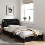 Casa si Gradina - Mobilier - Paturi si accesorii - Paturi - Cadru de pat cu tablie, negru, 90x190 cm, textil - Infinity.ro