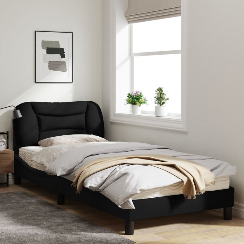 Casa si Gradina - Mobilier - Paturi si accesorii - Paturi - Cadru de pat cu tablie, negru, 90x190 cm, textil - Infinity.ro