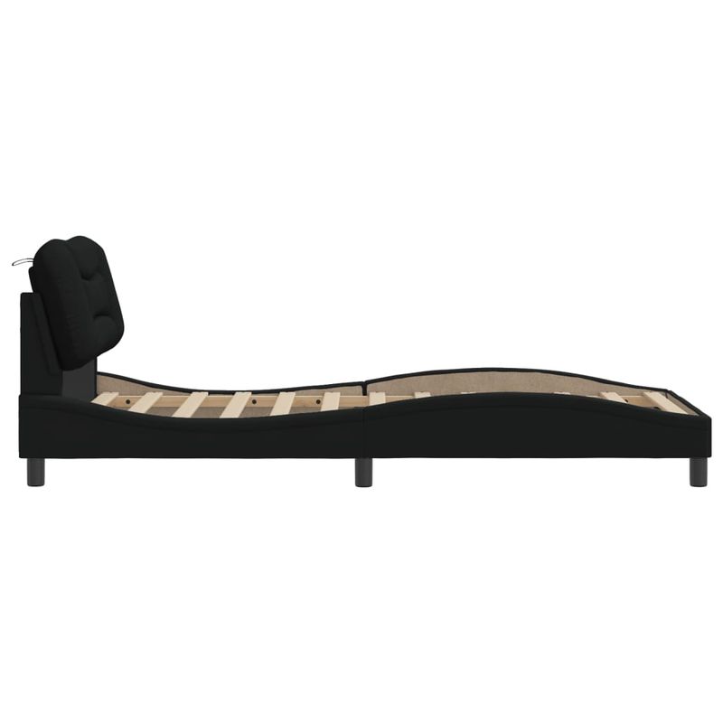 Casa si Gradina - Mobilier - Paturi si accesorii - Paturi - Cadru de pat cu tablie, negru, 90x190 cm, textil - Infinity.ro