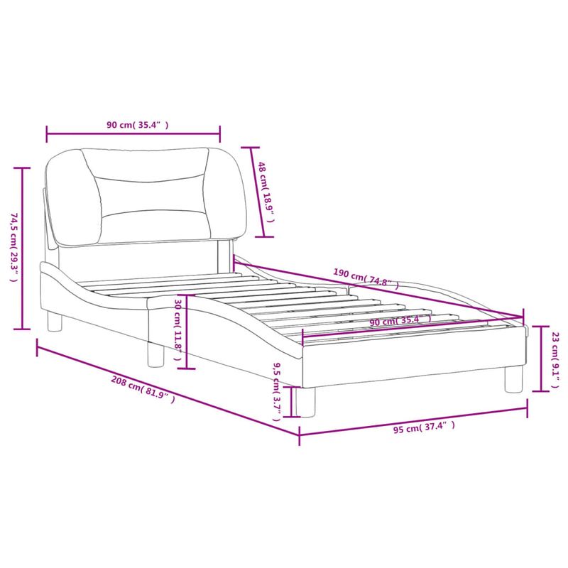 Casa si Gradina - Mobilier - Paturi si accesorii - Paturi - Cadru de pat cu tablie, negru, 90x190 cm, textil - Infinity.ro