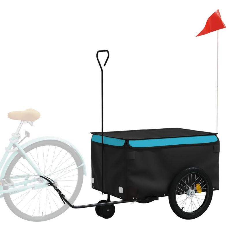Sport si Outdoor - Ciclism - Accesorii pentru biciclete - Remorci biciclete - Remorca pentru biciclete, negru și albastru, 30 kg, fier, mărime 124x53x45 cm - Infinity.ro