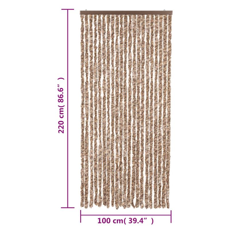 Casa si Gradina - Textile si covoare - Perdele si draperii - Perdele - Perdea pentru insecte, bej si maro inchis, 100x220 cm, chenille - Infinity.ro