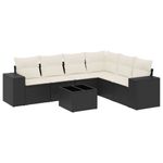 Casa si Gradina - Gradina si terasa - Mobilier exterior - Seturi mobila gradina - Set canapele de gradina cu perne, 7 piese, negru, poliratan - Infinity.ro