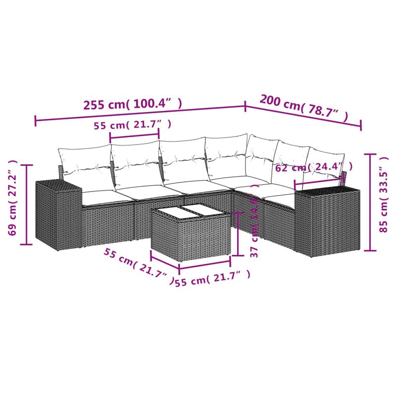 Casa si Gradina - Gradina si terasa - Mobilier exterior - Seturi mobila gradina - Set canapele de gradina cu perne, 7 piese, negru, poliratan - Infinity.ro