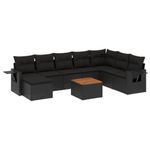 Casa si Gradina - Gradina si terasa - Mobilier exterior - Canapele si fotolii gradina - Set mobilier de gradina cu perne, 9 piese, negru, poliratan - Infinity.ro