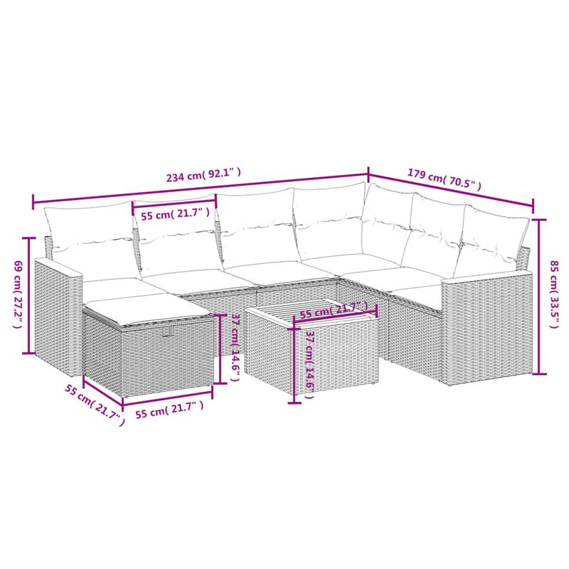Casa si Gradina - Gradina si terasa - Mobilier exterior - Seturi mobila gradina - Set canapele de gradina cu perne, 8 piese, gri, poliratan - Infinity.ro