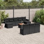 Casa si Gradina - Gradina si terasa - Mobilier exterior - Canapele si fotolii gradina - Set canapele de gradina cu perne, 11 piese, negru, poliratan - Infinity.ro