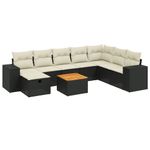 Casa si Gradina - Gradina si terasa - Mobilier exterior - Seturi mobila gradina - Set mobilier de gradina cu perne, 9 piese, negru, poliratan - Infinity.ro