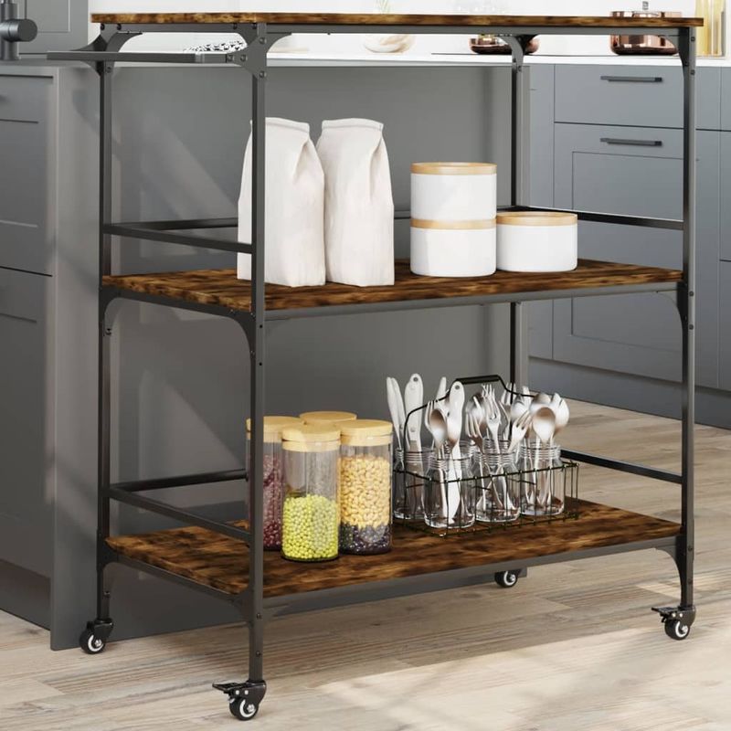 Casa si Gradina - Mobilier - Comode si corpuri - Corpuri bucatarie - Carucior de bucatarie stejar fumuriu 100,5x50x105 cm lemn - Infinity.ro
