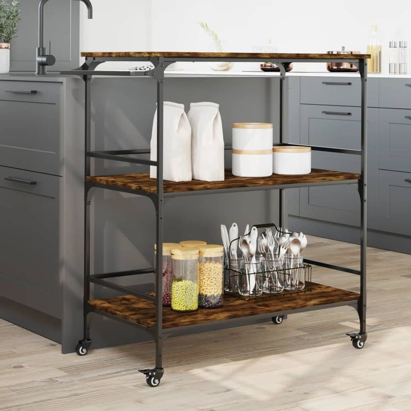 Casa si Gradina - Mobilier - Comode si corpuri - Corpuri bucatarie - Carucior de bucatarie stejar fumuriu 100,5x50x105 cm lemn - Infinity.ro