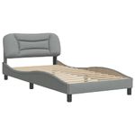 Casa si Gradina - Mobilier - Paturi si accesorii - Paturi - Cadru de pat cu tablie, gri deschis, 100x200 cm, textil - Infinity.ro