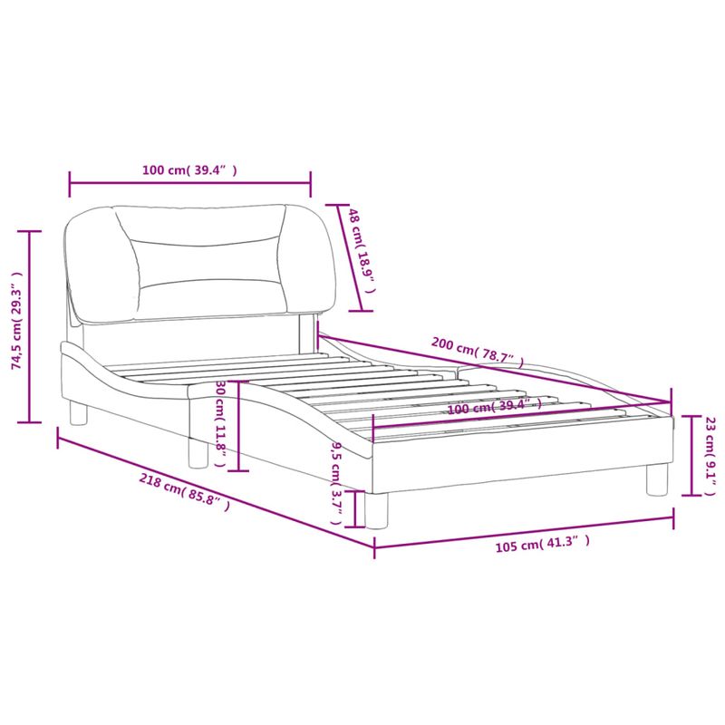 Casa si Gradina - Mobilier - Paturi si accesorii - Paturi - Cadru de pat cu tablie, gri deschis, 100x200 cm, textil - Infinity.ro