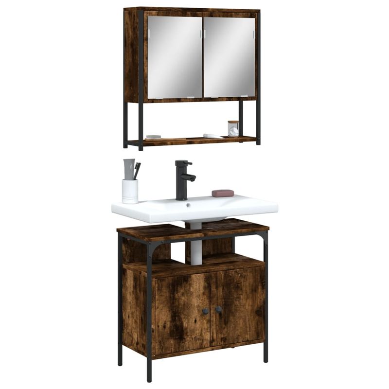 Casa si Gradina - Mobilier - Seturi de mobilier - Seturi baie - Set mobilier de baie, 2 piese, stejar fumuriu, lemn prelucrat - Infinity.ro