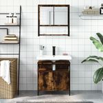 Casa si Gradina - Mobilier - Seturi de mobilier - Seturi baie - Set mobilier de baie, 2 piese, stejar fumuriu, lemn prelucrat - Infinity.ro