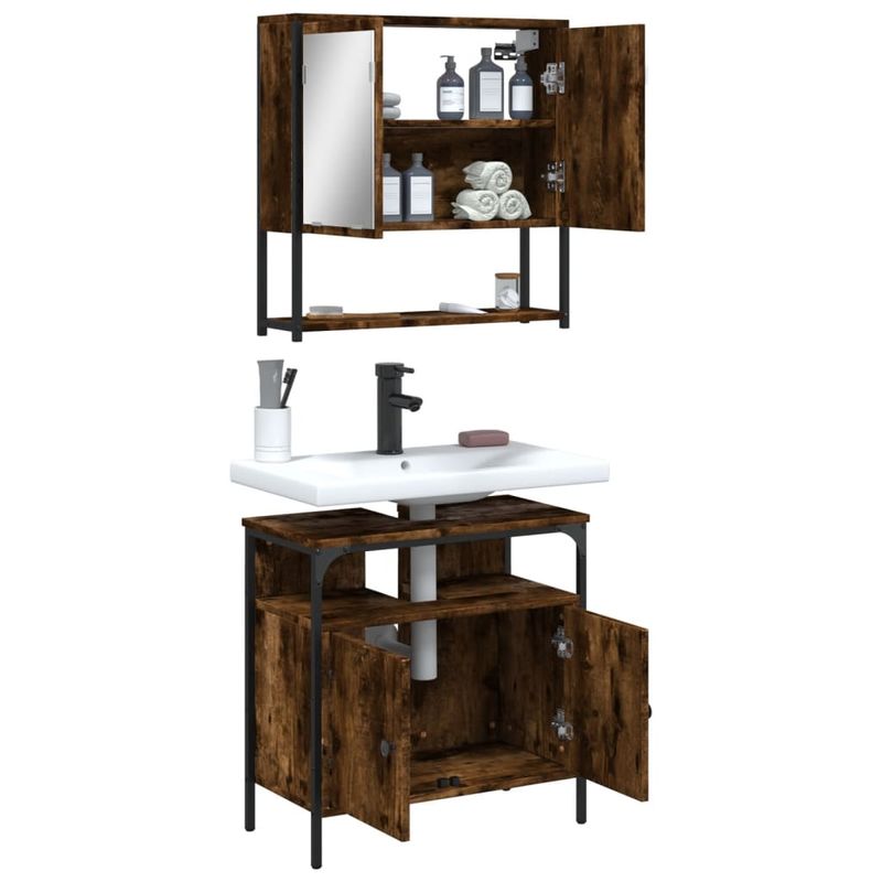 Casa si Gradina - Mobilier - Seturi de mobilier - Seturi baie - Set mobilier de baie, 2 piese, stejar fumuriu, lemn prelucrat - Infinity.ro