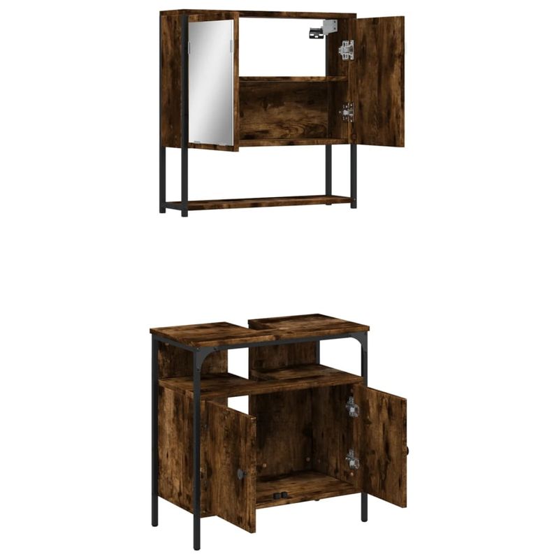Casa si Gradina - Mobilier - Seturi de mobilier - Seturi baie - Set mobilier de baie, 2 piese, stejar fumuriu, lemn prelucrat - Infinity.ro