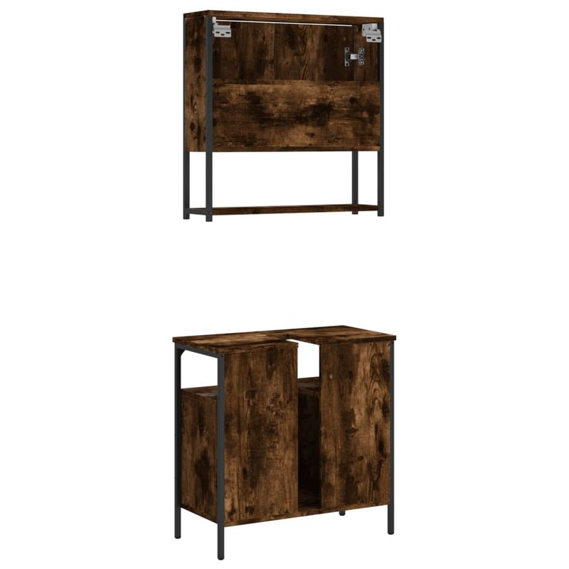 Casa si Gradina - Mobilier - Seturi de mobilier - Seturi baie - Set mobilier de baie, 2 piese, stejar fumuriu, lemn prelucrat - Infinity.ro