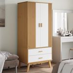Casa si Gradina - Mobilier - Dulapuri si sifoniere - Sifoniere - Sifonier "OLDEN", alb/maro, 76,5x53x172 cm, lemn masiv pin - Infinity.ro