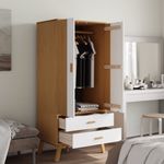 Casa si Gradina - Mobilier - Dulapuri si sifoniere - Sifoniere - Sifonier "OLDEN", alb/maro, 76,5x53x172 cm, lemn masiv pin - Infinity.ro