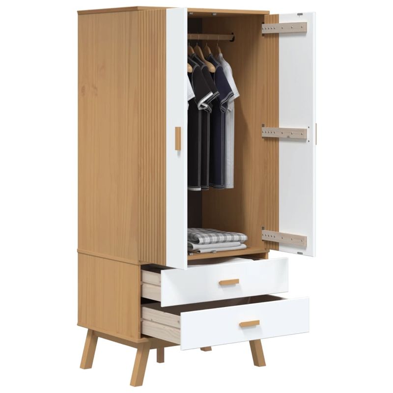 Casa si Gradina - Mobilier - Dulapuri si sifoniere - Sifoniere - Sifonier "OLDEN", alb/maro, 76,5x53x172 cm, lemn masiv pin - Infinity.ro