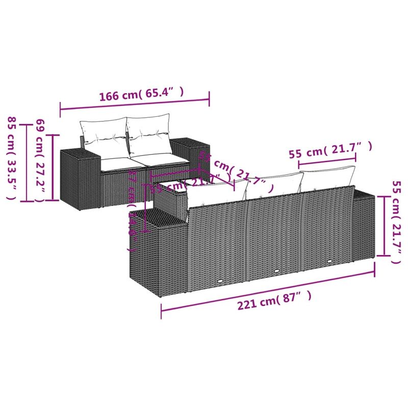 Casa si Gradina - Gradina si terasa - Mobilier exterior - Canapele si fotolii gradina - Set mobilier de gradina cu perne, 6 piese, negru, poliratan - Infinity.ro