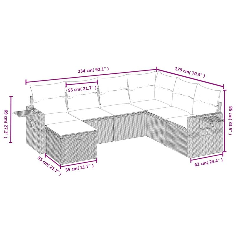 Casa si Gradina - Gradina si terasa - Mobilier exterior - Seturi mobila gradina - Set canapele de gradina cu perne, 7 piese, negru, poliratan - Infinity.ro
