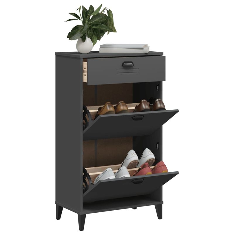 Casa si Gradina - Mobilier - Organizare si depozitare - Organizator incaltaminte - Pantofar „VIKEN”, gri antracit, lemn masiv de pin - Infinity.ro
