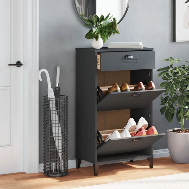 Casa si Gradina - Mobilier - Organizare si depozitare - Organizator incaltaminte - Pantofar „VIKEN”, gri antracit, lemn masiv de pin - Infinity.ro