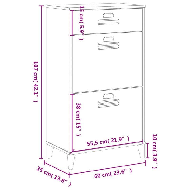 Casa si Gradina - Mobilier - Organizare si depozitare - Organizator incaltaminte - Pantofar „VIKEN”, gri antracit, lemn masiv de pin - Infinity.ro