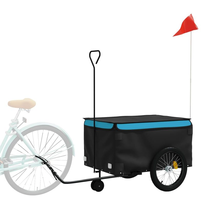 Sport si Outdoor - Ciclism - Accesorii pentru biciclete - Remorci biciclete - Remorca pentru biciclete, negru și albastru, 45 kg, fier, mărime 137x68x59 cm - Infinity.ro